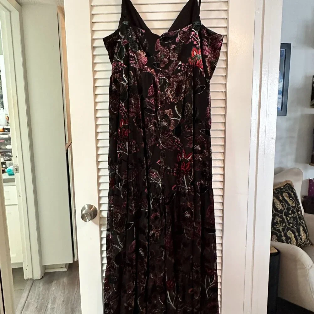 Anthropologie Red & Black Floral Velvet Wide Leg Jumpsuit Size 22, New with Tags - Picture 9 of 9